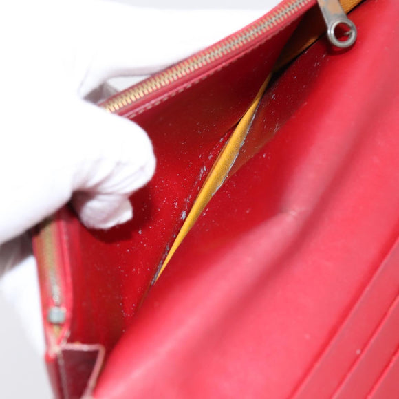 GOYARD Long Wallet Coated Canvas Red Silver Auth 180965