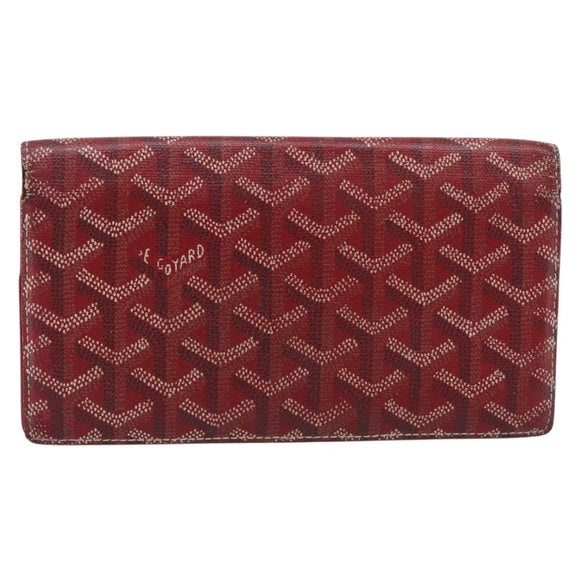 GOYARD Long Wallet Coated Canvas Red Silver Auth 180965