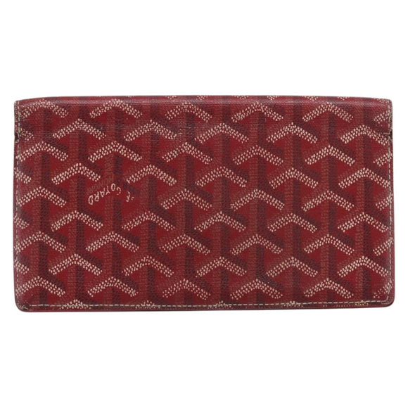 GOYARD Long Wallet Coated Canvas Red Silver Auth 180965