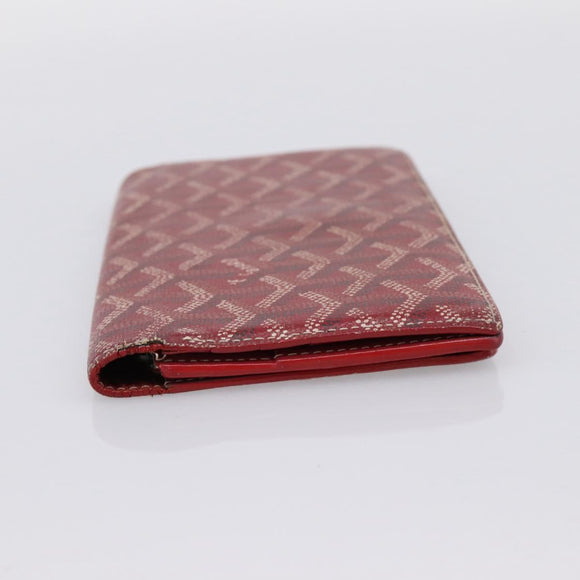 GOYARD Long Wallet Coated Canvas Red Silver Auth 180965