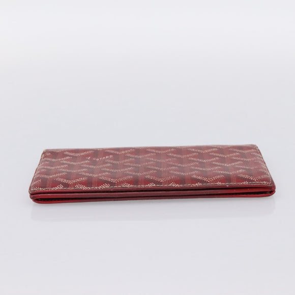 GOYARD Long Wallet Coated Canvas Red Silver Auth 180965