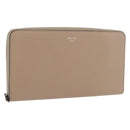 CELINE Long Wallet Leather Beige Silver Auth 180966A-1