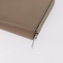 CELINE Long Wallet Leather Beige Silver Auth 180966A-16