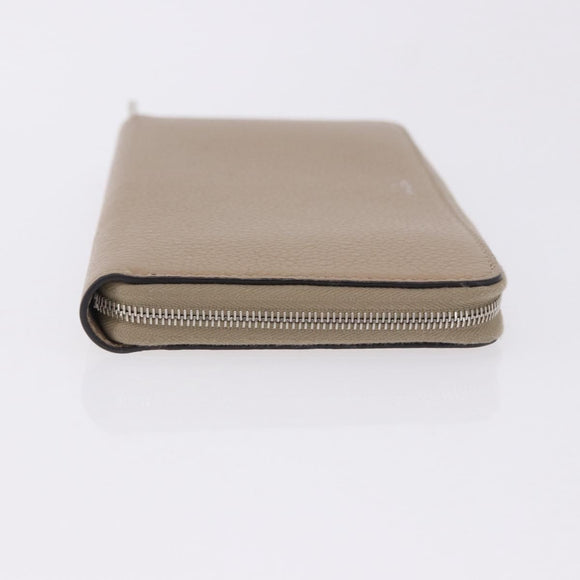 CELINE Long Wallet Leather Beige Silver Auth 180966A