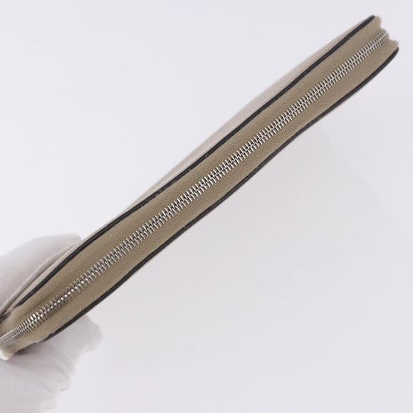 CELINE Long Wallet Leather Beige Silver Auth 180966A