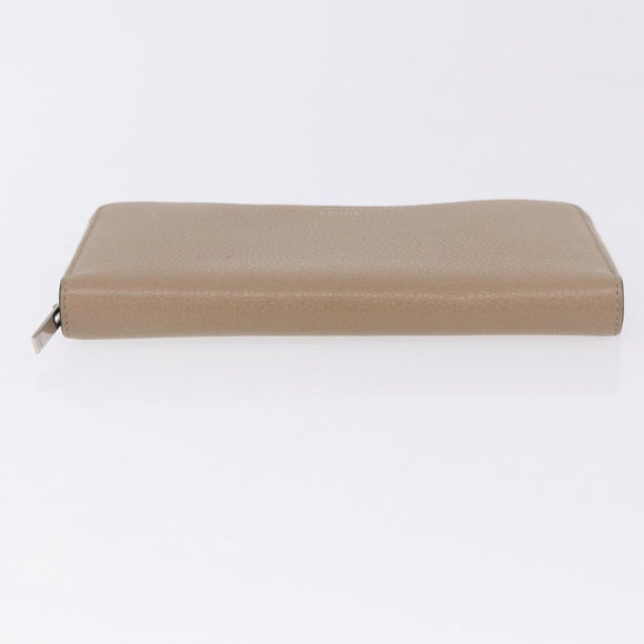 CELINE Long Wallet Leather Beige Silver Auth 180966A