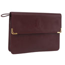 CARTIER Must Line Clutch Bag Leather Bordeaux Gold Auth 180972A-1