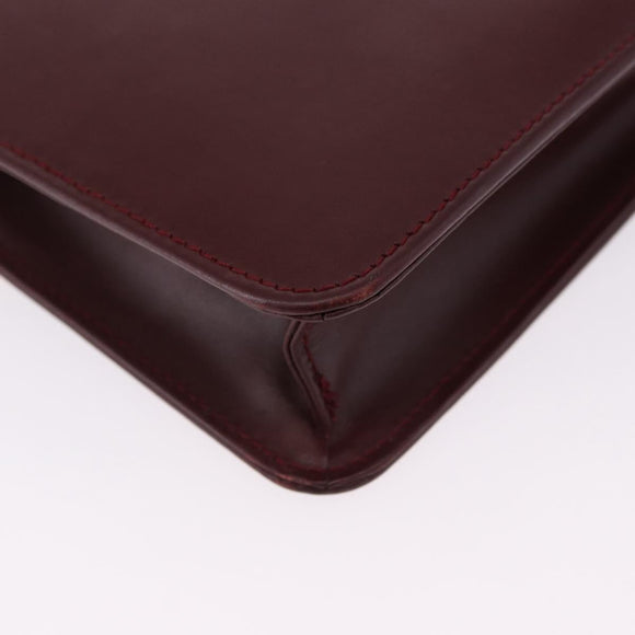 CARTIER Must Line Clutch Bag Leather Bordeaux Gold Auth 180972A