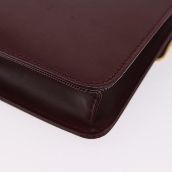 CARTIER Must Line Clutch Bag Leather Bordeaux Gold Auth 180972A