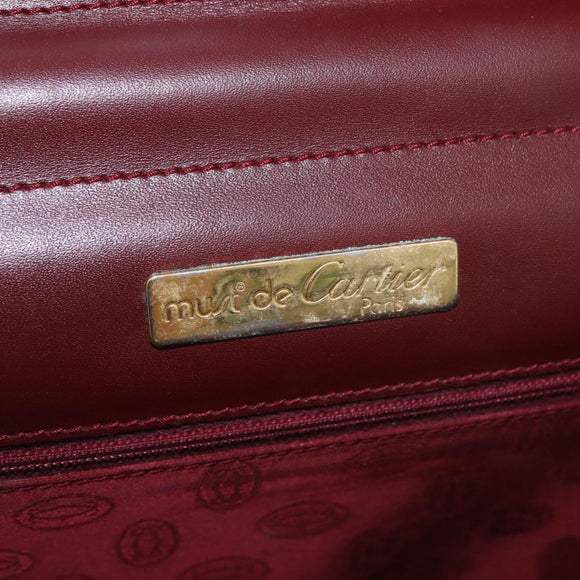 CARTIER Must Line Clutch Bag Leather Bordeaux Gold Auth 180972A
