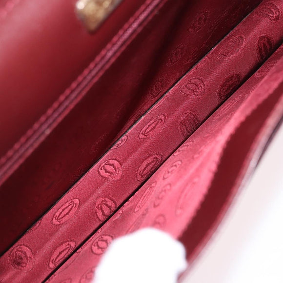 CARTIER Must Line Clutch Bag Leather Bordeaux Gold Auth 180972A