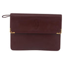 CARTIER Must Line Clutch Bag Leather Bordeaux Gold Auth 180972A-13