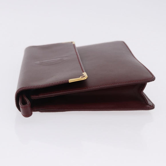 CARTIER Must Line Clutch Bag Leather Bordeaux Gold Auth 180972A