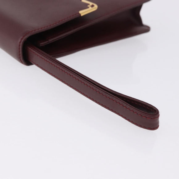 CARTIER Must Line Clutch Bag Leather Bordeaux Gold Auth 180972A