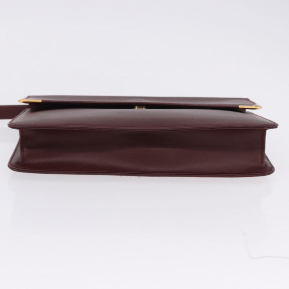 CARTIER Must Line Clutch Bag Leather Bordeaux Gold Auth 180972A
