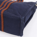 HERMES Fourre Tout PM Hand Bag Canvas Navy Silver Auth 180974-10