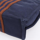 HERMES Fourre Tout PM Hand Bag Canvas Navy Silver Auth 180974-12