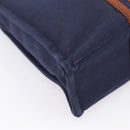 HERMES Fourre Tout PM Hand Bag Canvas Navy Silver Auth 180974-13