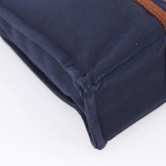 HERMES Fourre Tout PM Hand Bag Canvas Navy Silver Auth 180974