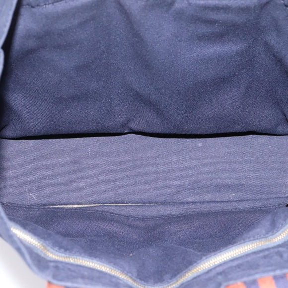 HERMES Fourre Tout PM Hand Bag Canvas Navy Silver Auth 180974