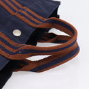 HERMES Fourre Tout PM Hand Bag Canvas Navy Silver Auth 180974-7