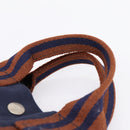 HERMES Fourre Tout PM Hand Bag Canvas Navy Silver Auth 180974-8