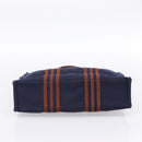 HERMES Fourre Tout PM Hand Bag Canvas Navy Silver Auth 180974-9