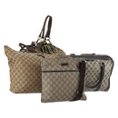 GUCCI GG Supreme GG Canvas Shoulder Bag PVC 4 Set Beige Navy Auth 180975-1