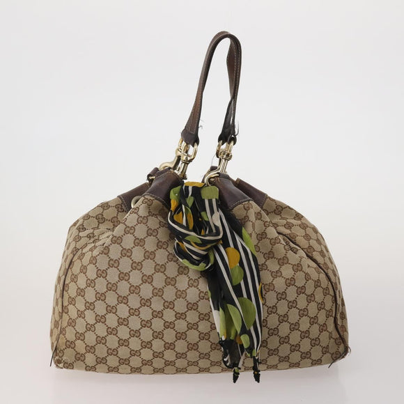 GUCCI GG Supreme GG Canvas Shoulder Bag PVC 4 Set Beige Navy Auth 180975