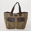 GUCCI GG Canvas Web Sherry Line Shoulder Bag 3 Set Beige Navy Auth 180976-2