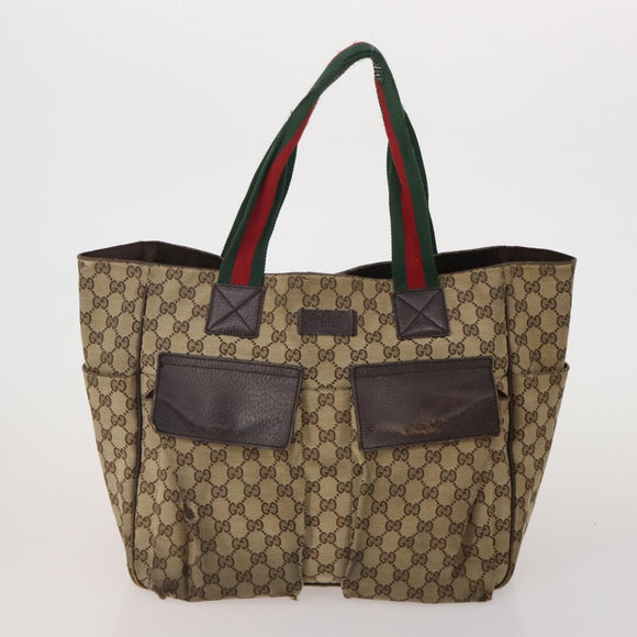 GUCCI GG Canvas Web Sherry Line Shoulder Bag 3 Set Beige Navy Auth 180976