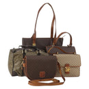 CELINE Macadam Canvas C Sulky Bag PVC Leather 5 Set Brown Beige Auth 180979-1