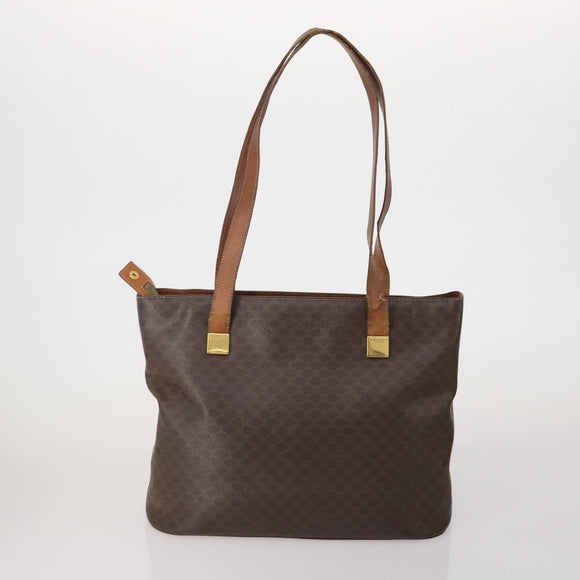 CELINE Macadam Canvas C Sulky Bag PVC Leather 5 Set Brown Beige Auth 180979