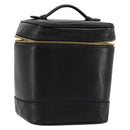 CHANEL Bicolore Vanity Handtas Lamshuid Zwart Goud CC Auth 181100-1