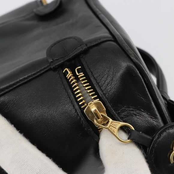 CHANEL Bicolore Vanity Handtas Lamshuid Zwart Goud CC Auth 181100