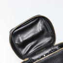 CHANEL Bicolore Vanity Handtas Lamshuid Zwart Goud CC Auth 181100-10