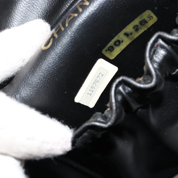 CHANEL Bicolore Vanity Handtas Lamshuid Zwart Goud CC Auth 181100