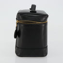 CHANEL Bicolore Vanity Handtas Lamshuid Zwart Goud CC Auth 181100-4