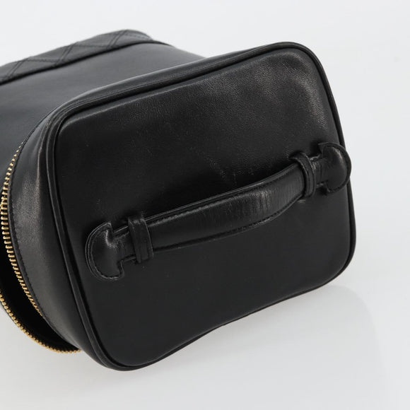 CHANEL Bicolore Vanity Handtas Lamshuid Zwart Goud CC Auth 181100
