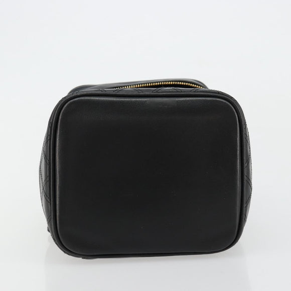 CHANEL Bicolore Vanity Handtas Lamshuid Zwart Goud CC Auth 181100