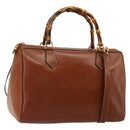 GUCCI Bamboo Hand Bag Leather 2way Brown Gold 000 122 0293 Auth 181101-1