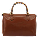 GUCCI Bamboo Hand Bag Leather 2way Brown Gold 000 122 0293 Auth 181101-2