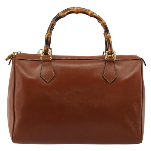 GUCCI Bamboo Hand Bag Leather 2way Brown Gold 000 122 0293 Auth 181101