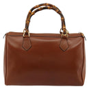 GUCCI Bamboo Hand Bag Leather 2way Brown Gold 000 122 0293 Auth 181101-3