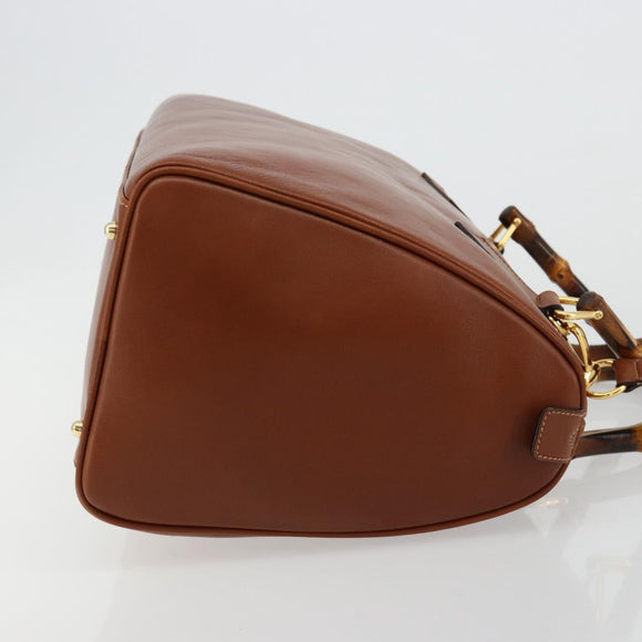 GUCCI Bamboo Hand Bag Leather 2way Brown Gold 000 122 0293 Auth 181101