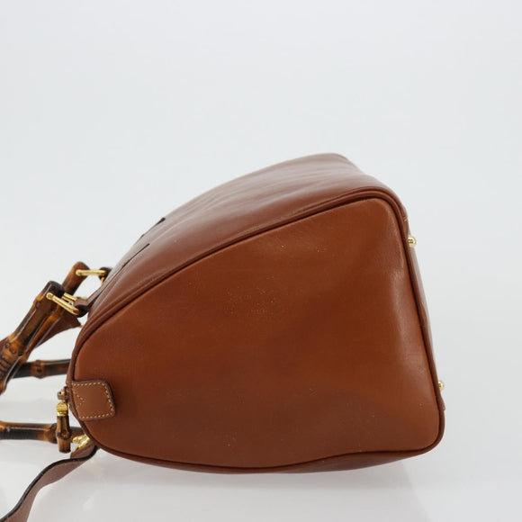 GUCCI Bamboo Hand Bag Leather 2way Brown Gold 000 122 0293 Auth 181101