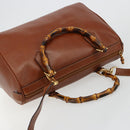 GUCCI Bamboo Hand Bag Leather 2way Brown Gold 000 122 0293 Auth 181101-6
