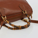 GUCCI Bamboo Hand Bag Leather 2way Brown Gold 000 122 0293 Auth 181101-7