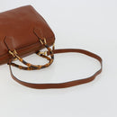 GUCCI Bamboo Hand Bag Leather 2way Brown Gold 000 122 0293 Auth 181101-9