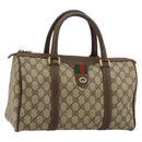 GUCCI GG Supreme Web Sherry Line Boston Bag PVC Beige Gold 39 02 007 Auth 181103-1